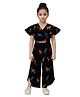 Kevora Apparels Cotton Blend Woven Half Sleeves Animals Printed Coordinating Top & Pants Set - Black