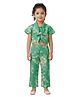 Kevora Apparels Cotton Blend Woven Floral Printed Coordinating Top & Pants Set - Green