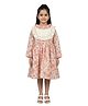 Kevora Apparels Cotton Blend Woven Full Sleeves Frill Detailed Floral Printed Dress - Off White