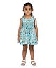 Kevora Apparels Cotton Blend Woven Sleeveless Floral Printed Dress - Sky Blue