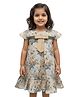 Kevora Apparels Cotton Blend Woven Cap Sleeves Floral Printed Dress - Blue