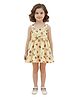 Kevora Apparels Cotton Blend Woven Sleeveless Strawberries Printed Dress - Yellow