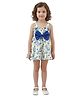 Kevora Apparels Cotton Blend Woven Sleeveless Floral Printed Bow Applique Detailed Dress - White