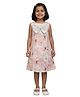 Kevora Apparels Cotton Blend Woven Sleeveless Fairy Printed Bow Applique Detailed Dress - Pink