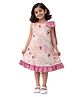 Kevora Apparels Cotton Blend Woven Sleeveless Fairies Printed Bow Applique Detailed Dress - Pink & Mauve