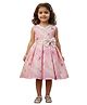 Kevora Apparels Cotton Blend Woven Sleeveless Fairies Printed Bow Applique Detailed Dress - Pink