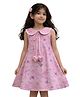 Kevora Apparels Cotton Blend Woven Sleeveless Pom Pom Embellished Floral Printed Dress - Pink