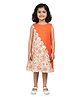 Kevora Apparels Cotton Blend Woven Sleeveless Floral Printed Dress - Orange & Beige