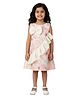 Kevora Apparels Cotton Blend Woven Sleeveless Fairies Printed Bow Applique Detailed Dress - Pink & Off White