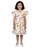 Kevora Apparels Cotton Blend Woven Frill Sleeves Floral Printed Dress - White