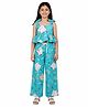 Kevora Apparels Cotton Blend Woven Sleeveless Kittens Printed Coordinating Top & Pants Set - Turquoise Blue