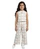 Kevora Apparels Cotton Blend Woven Sleeveless Palm Trees Printed Coordinating Top & Pants Set - Off White & Beige