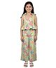 Kevora Apparels Cotton Blend Woven Sleeveless Floral Printed Coordinating Top & Pants Set - Yellow
