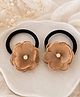 Knotty Ribbons Pearls Embellished Floral Applique Detailed Rubber Bands - Beige