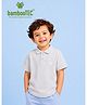 Kidbea Bamboo Knit Half Sleeves K Text Embroidered Polo Tee - Grey