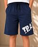 Sportking Cotton Blend Knit Typography Printed Bermuda Shorts - Navy Blue