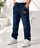 Sportking Denim Brand Name Patch Detailed Washed Jeans - Dark Blue