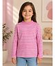 Sportking Cotton Blend Woven Full Sleeves Striped Top - Dark Pink