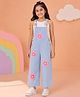 Kaboosh Denim Sleeveless Floral Printed Dungaree - Ice Wash Blue