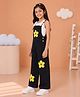Kaboosh Denim Sleeveless Floral Printed Dungaree - Black