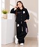 Sportking Cotton Blend Knit Floral Printed Top & Pants Set - Black