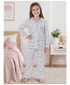 Sportking Cotton Blend Knit Full Sleeves Butterfly Printed Top & Pajama Night Suit - White