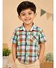 Sportking Cotton Blend Woven Half Sleeves Checked Shirt - Green