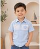 Sportking Cotton Blend Woven Half Sleeves Brand Name Printed Shirt - Sky Blue