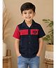 Sportking Cotton Blend Woven Half Sleeves Brand Name Printed Shirt - Navy Blue