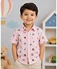 Sportking Cotton Woven Half Sleeves Abstract & Typography Printed Shirt - Pink
