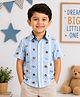 Sportking Cotton Woven Half Sleeves Abstract & Typography Printed Shirt - Sky Blue