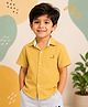 Sportking Cotton Blend Woven Half Sleeves Zky Club Text Printed Shirt - Yellow