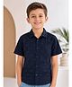 Sportking Cotton Woven Half Sleeves Abstract Print - Navy Blue