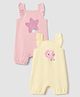 Mothercare 100% Cotton Woven-Knit Sleeveless Full Length Rompers With Frill Sleeves and Star Print Pack of 2 - Yellow