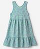 Mothercare 100% Cotton Woven Dress with Sleeveless and Floral Print Pattern Print in Green for 12-18 Months