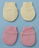 Mothercare 100% Cotton Knit Solid Mittens Pack of 2 - Yellow & Pink