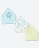 Mothercare Free Size 100% Cotton Striped Bibs with Turtle & Sea Life Print Pack of 3 - Yellow, White & Light Blue