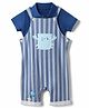 Mothercare 100% Cotton Woven Half Sleeves Dungaree and Tee with Crab Applique - Blue