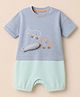 Mothercare Cotton Romper with Half Sleeves and Fish Applique in Blue for 9-12 Months