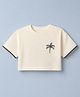 Mothercare Cotton Woven T-Shirt with Half Sleeves and Palm Tree Embroidery - White