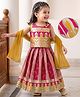 EARTHY TOUCH Brocade Woven Sleeveless Choli & Lehenga Set With Dupatta & Foil Print - Rust Orange