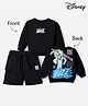 Bonfino Disney 100% Cotton Fleece Knit Full Sleeves T-Shirt and Shorts with Knee Length and Buzz Lightyear from Toy Story Front & Back Print - Black