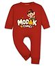 Arvesa Cotton Knit Ganesh Chaturthi Theme Full Sleeves Modak Text Printed Romper - Red
