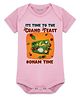 Arvesa Cotton Blend Knit Onam Theme Half Sleeves Its Time To The Grand Feast Onam Time Text Printed Onesie - Pink