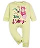 Arvesa Cotton Blend Knit Raksha Bandhan Theme Full Sleeves My First Rakhi Text Printed Romper - Yellow