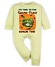 Arvesa Cotton Blend Knit Onam Theme Full Sleeves Its Time To The Grand Feast Onam Time Text Printed Romper - Yellow