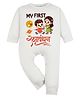 Arvesa Cotton Blend Knit Raksha Bandhan Theme Full Sleeves My First Raksha Bandhan Text Printed Romper - White