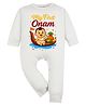 Arvesa Cotton Blend Knit Onam Theme Full Sleeves My First Onam Text Printed Romper - Classic White