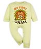 Arvesa Cotton Blend Knit Onam Theme Full Sleeves My First Onam Text Printed Romper - Yellow