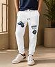 NUSYL Cotton Blend Knit Mountains & Compass Printed Joggers - White